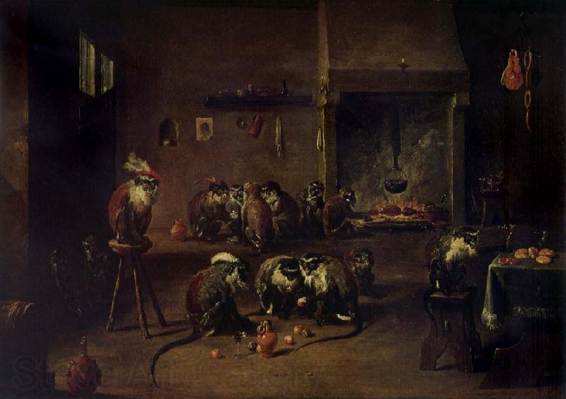 TENIERS, David the Younger Apes in a Kitchen Spain oil painting art